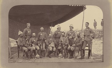 Group of British Officers, Q.O, Queen's Own Guides; John Burke, British, active 1860s - 1870s, Afghanistan; 1878; Albumen