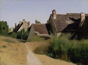 Houses near Orléans, Maisons aux Environs d'Orléans, Jean-Baptiste-Camille Corot, French, 1796 - 1875, about 1830; canvas