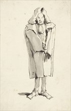 Caricature of a Man Wearing an Overcoat; Giovanni Battista Tiepolo, Italian, 1696 - 1770, about 1753 - 1762; Pen and black ink