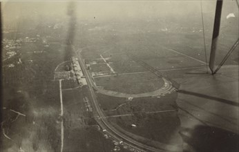 Aerial shot of airfield; Fédèle Azari, Italian, 1895 - 1930, Italy; 1914 - 1929; Gelatin silver print; 8.3 x 9 cm