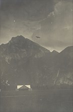 Plane flying over mountains; Fédèle Azari, Italian, 1895 - 1930, Italy; 1914 - 1929; Gelatin silver print; 16.5 x 17 cm