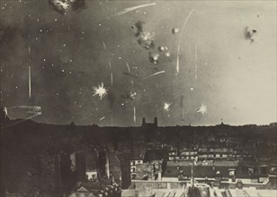 Bombs over low buildings; Fédèle Azari, Italian, 1895 - 1930, Italy; 1914 - 1919; Gelatin silver print; 11.8 x 12.3 cm