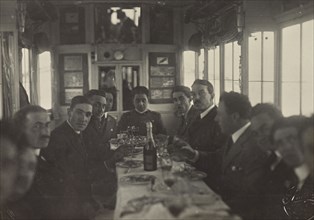 Men seated around a table; Fédèle Azari, Italian, 1895 - 1930, Italy; 1914 - 1929; Gelatin silver print; 11.5 x 12 cm