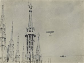 Airplane and Milan Duomo; Fédèle Azari, Italian, 1895 - 1930, Milan, Italy; 1914 - 1929; Gelatin silver print; 17.4 x 18 cm