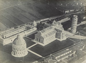 Pisa Bapistry, Duomo, and Leaning Tower; Fédèle Azari, Italian, 1895 - 1930, Milan, Italy; 1914 - 1929; Gelatin silver print