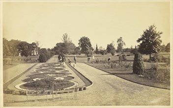 Flower Bed in front of the Baradari in Wingfield Park, Lucknow; Lucknow, India; about 1863 - 1887; Albumen silver print