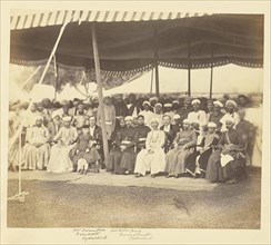 Group Portrait with Mr. C.B. Saunders, British Resident at Hyderabad, and Sir Salar Jung, Prime Minister of Hyderabad; Hyderabad