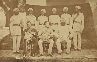The Officers of the 41st Regiment, Bengal Native Infantry; India; 1858 - 1869; Albumen silver print