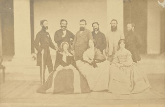 Captain George Gough, Queen's Bay, Captain Allfrey, Queen's Bay, and an  Group of Men and Women; India; 1858 - 1869; Albumen