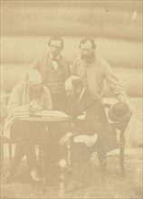 Captain Wemyss, Captain Fullerton, Major Wilson, C.B. and One  Man; India; 1858 - 1869; Albumen silver print