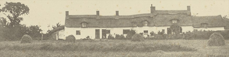 Norfolk Cottages; Peter Henry Emerson, British, born Cuba, 1856 - 1936, London, England; 1888; Photogravure; 7.3 x 28.4 cm