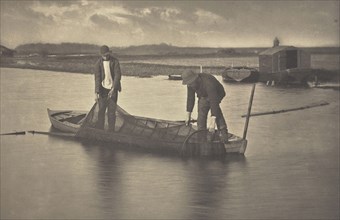 Taking Up the Eel-Net; Peter Henry Emerson, British, born Cuba, 1856 - 1936, London, England; 1886; Platinum print; 18.9 x 28.7