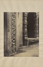 Madura. Pillars in the Recessed Portico in the Roya Gopurum with the Base of One of the Four Sculptured Monoliths; Capt