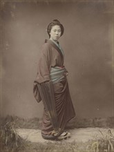 Woman with Closed Umbrella; Kusakabe Kimbei, Japanese, 1841 - 1934, active 1880s - about 1912, Japan; 1870s - 1890s