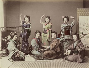 Group of Young Women; Kusakabe Kimbei, Japanese, 1841 - 1934, active 1880s - about 1912, Japan; 1870s - 1890s; Hand-colored