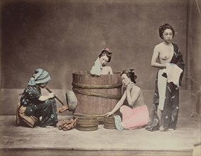 Home Bathing; Kusakabe Kimbei, Japanese, 1841 - 1934, active 1880s - about 1912, or Baron Raimund von Stillfried, Austrian