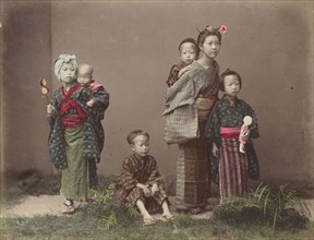 Carrying Children; Kusakabe Kimbei, Japanese, 1841 - 1934, active 1880s - about 1912, Japan; 1870s - 1890s; Hand-colored
