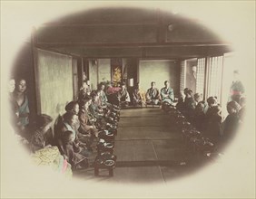 Eating at Home; Kusakabe Kimbei, Japanese, 1841 - 1934, active 1880s - about 1912, Japan; 1870s - 1890s; Hand-colored Albumen