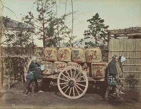 Freight cart; Kusakabe Kimbei, Japanese, 1841 - 1934, active 1880s - about 1912, Japan; 1870s - 1890s; Hand-colored Albumen