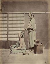 Hair Dressing in Japanese Style; possibly Kusakabe Kimbei, Japanese, 1841 - 1934, active 1880s - about 1912, Japan; 1870s