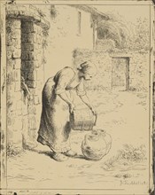 Femme Vidant Un Seau; Jean-François Millet, French, 1814 - 1875, Paris, France; plate 1862; print 1921; Cliché verre