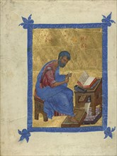 Saint Mark; Constantinople, Turkey; about 1325–1345; Tempera colors and gold leaf on parchment; Leaf: 19.2 × 14.5 cm