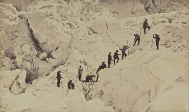 Passage à l'échelle horizontale, Rencontre des Glaciers., Bisson Frères, French, active 1840 - 1864, The Alps, France; 1862