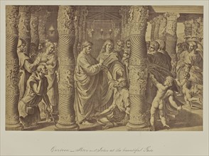 Cartoon, Peter and John at the beautiful Gate; Attributed to Leonida Caldesi, Italian, 1823 - 1891, Great Britain; 1865
