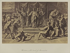 Cartoon, The death of Annanias; Attributed to Leonida Caldesi, Italian, 1823 - 1891, Great Britain; 1865; Albumen silver print