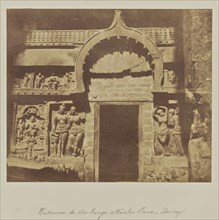 Entrance to the large Karlee Cave. - Bombay; Attributed to Col. T. Biggs, British, 1822 - 1905, or Dr. William Henry Pigou