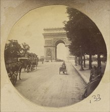 View of The Arc de Triomphe, Paris, France, with Carriages in the Street; 1880s - 1890s; Albumen silver print
