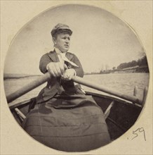 Woman in Hat Rowing a Boat; 1880s - 1890s; Albumen silver print