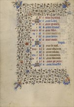 Decorated Calendar Page; Paris, France; about 1420; Tempera colors, gold, and ink on parchment; Leaf: 20.2 x 14.9 cm