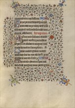 Decorated Text Page; Paris, France; about 1420; Tempera colors, gold, and ink on parchment; Leaf: 20.2 x 14.9 cm