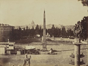 Piazza del Popolo, Rome; Mrs. Jane St. John, British, 1803 - 1882, Rome, Italy; 1856 - 1859; Albumen silver print from a paper