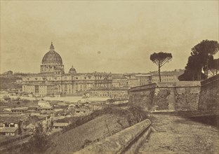 St Peters, from the Walls, Rome; Mrs. Jane St. John, British, 1803 - 1882, Rome, Italy; 1856 - 1859; Albumen silver print from