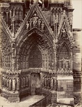 Reims Cathedral, South Portal, West Doorway; Reims, France; 1870s - 1880s; Albumen silver print