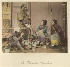 A Flower Vendor; Shinichi Suzuki, Japanese, 1835 - 1919, Japan; about 1873 - 1883; Hand-colored Albumen silver print