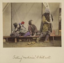 Selling  medicine  to kill rats; Shinichi Suzuki, Japanese, 1835 - 1919, Japan; about 1873 - 1883; Hand-colored Albumen silver