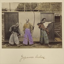 Japanese Archers; Shinichi Suzuki, Japanese, 1835 - 1919, Japan; about 1873 - 1883; Hand-colored Albumen silver print