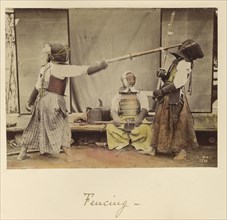 Fencing; Shinichi Suzuki, Japanese, 1835 - 1919, Japan; about 1873 - 1883; Hand-colored Albumen silver print