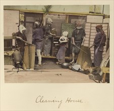 Cleaning House; Shinichi Suzuki, Japanese, 1835 - 1919, Japan; about 1873 - 1883; Hand-colored Albumen silver print
