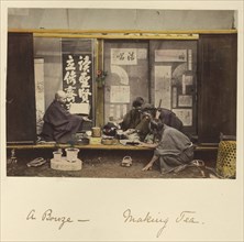A Bouze - Making Tea; Shinichi Suzuki, Japanese, 1835 - 1919, Japan; about 1873 - 1883; Hand-colored Albumen silver print