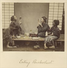 Eating Buckwheat; Shinichi Suzuki, Japanese, 1835 - 1919, Japan; about 1873 - 1883; Hand-colored Albumen silver print