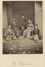 No' Dancers; Shinichi Suzuki, Japanese, 1835 - 1919, Japan; about 1873 - 1883; Hand-colored Albumen silver print