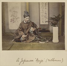 A Japanese kuge, nobleman, Shinichi Suzuki, Japanese, 1835 - 1919, Japan; about 1873 - 1883; Hand-colored Albumen silver print