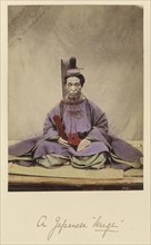 A Japanese Kuge; Shinichi Suzuki, Japanese, 1835 - 1919, Japan; about 1873 - 1883; Hand-colored Albumen silver print