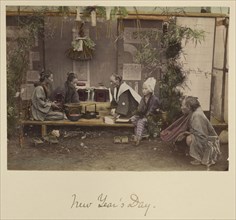 New Year's Day; Shinichi Suzuki, Japanese, 1835 - 1919, Japan; about 1873 - 1883; Hand-colored Albumen silver print