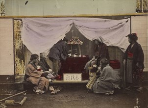 A girl pouring sweet tea..; Shinichi Suzuki, Japanese, 1835 - 1919, Japan; about 1873 - 1883; Hand-colored Albumen silver print