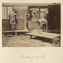 Making Mats; Shinichi Suzuki, Japanese, 1835 - 1919, Japan; about 1873 - 1883; Hand-colored Albumen silver print